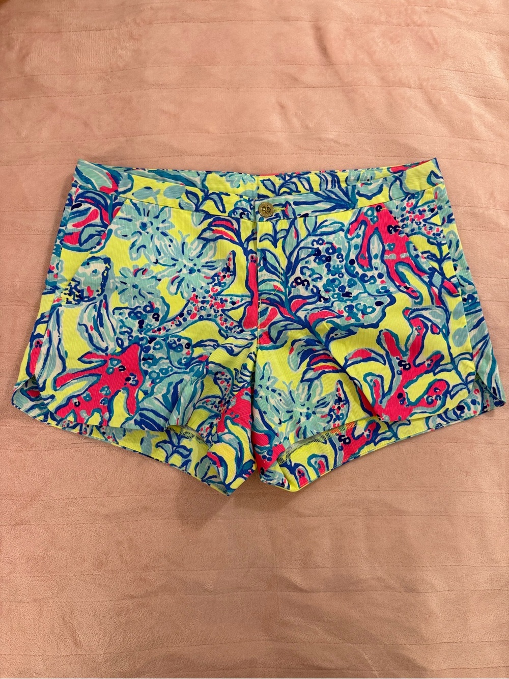 Lilly Pulitzer Adie Shorts, Lemon Drop, Swim Up, Sz 2, NWOT